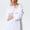 Oversized Long-Sleeved T-Shirt Dress – White