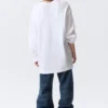 Oversized Long-Sleeved T-Shirt Dress – White
