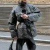 Oversized Padded Utility Jacket – Dark Grey