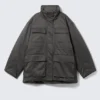 Oversized Padded Utility Jacket – Dark Grey