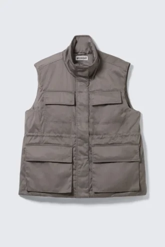 Oversized Padded Utility Vest – Dark Grey