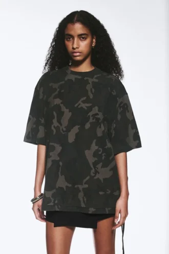 Oversized Printed Short-Sleeved T-Shirt – Khaki Green – Camouflage