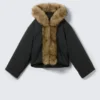 Oversized Puffer Jacket with Faux Fur – Black