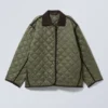 Oversized Quilted Liner Jacket – Dark Khaki Green