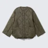 Oversized Quilted Liner Jacket – Dark Khaki Green