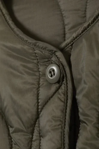 Oversized Quilted Liner Jacket – Dark Khaki Green