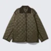 Oversized Quilted Liner Jacket – Khaki Green & Brown