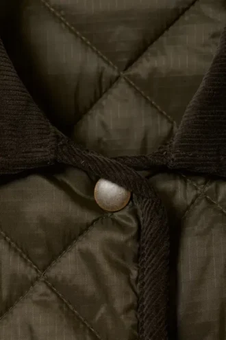 Oversized Quilted Liner Jacket – Khaki Green & Brown