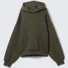 Oversized Scuba Hoodie – Dark Khaki Green
