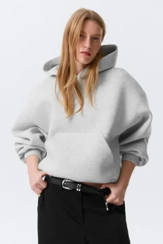 Oversized Scuba Hoodie – Grey Melange