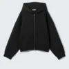 Oversized Scuba Zip-Hoodie – Black