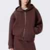 Oversized Scuba Zip-Hoodie – Burgundy