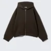 Oversized Scuba Zip-Hoodie – Dark Brown