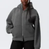 Oversized Scuba Zip-Hoodie – Dark Grey