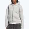 Oversized Scuba Zip-Hoodie – Grey Melange
