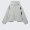 Oversized Scuba Zip-Hoodie – Grey Melange