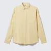 Oversized Seersucker Button Down Shirt – Light Yellow