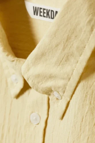 Oversized Seersucker Button Down Shirt – Light Yellow