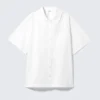 Oversized Short-Sleeved Cotton Poplin Shirt – White