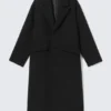 Oversized Single-Breasted Wool Blend Coat – Black