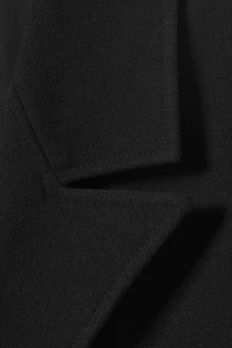 Oversized Single-Breasted Wool Blend Coat – Black