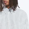 Oversized Striped Button-Down Shirt – White – Blue Stripes