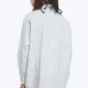 Oversized Striped Button-Down Shirt – White – Blue Stripes