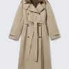 Oversized Trench Coat with Detachable Lining – Beige
