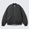 Oversized Twill Bomber Jacket – Dark Grey