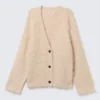Oversized V-Neck Cardigan – Beige