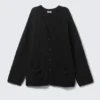 Oversized V-Neck Cardigan – Black