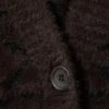 Oversized V-Neck Cardigan – Dark Brown Zebra Pattern