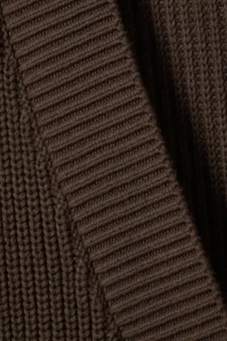Oversized V-Neck Cotton Knit Cardigan – Dark Brown