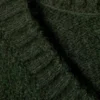 Oversized V-Neck Wool Blend Sweater – Dark Green