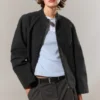 Oversized Washed Canvas Jacket – Black