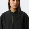 Oversized Washed Canvas Jacket – Black