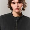 Oversized Washed Canvas Jacket – Black