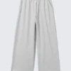 Oversized Wide Leg Terry Sweatpants – Grey Melange