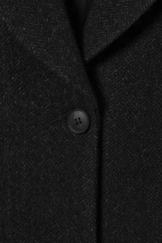 Oversized Wool-Blend Coat – Black Herringbone
