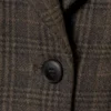 Oversized Wool-Blend Coat – Checked Dark Brown