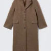 Oversized Wool-Blend Coat – Hairy Dark Beige