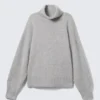 Oversized Wool Turtleneck Sweater – Grey Melange