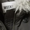 Padded Bomber Parka with Faux Fur Trim – Dark Grey