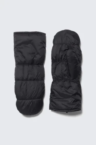 Padded Nylon Mittens – Black