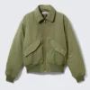 Padded Twill Bomber Jacket – Dusty Olive Green