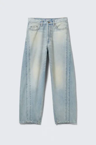 Panelled Loose Fit Baggy Unisex Jeans – Port Blue – Light Blue