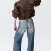 Paz Low Rise No-Waistband Wide Leg Jeans – Blue Horses – Medium Blue