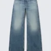 Paz Low Rise No-Waistband Wide Leg Jeans – Blue Horses – Medium Blue
