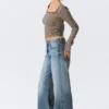 Paz Mid Rise Wide Jeans – Blue Horses – Medium Blue