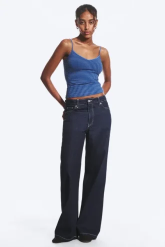 Paz Mid Rise Wide Jeans – Blue Rinse – Dark Blue
